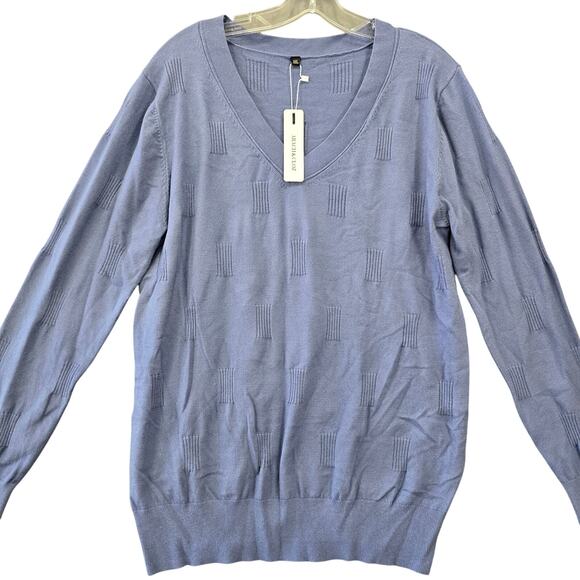 Arach Cloz Blue Periwinkle Sweater Long Sleeves Knit V-Neck NEW Women's Size XXL - Picture 1 of 8